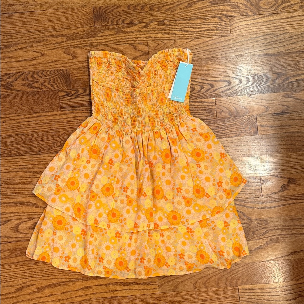 Shore Floral Orange Dress w/ Shorts NWT